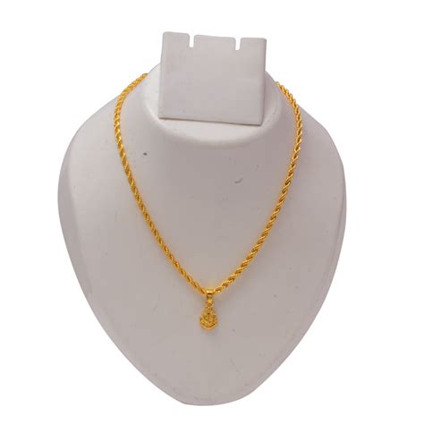Gold Plated Pendant With Chain Jewelry For Men & Women – Jewar Mandi