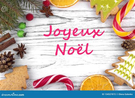 Greeting Card with Text Merry Christmas in French Stock Photo - Image ...