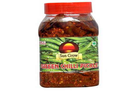 Sun Grow Home Made Natural Gujarati Green Chilli Pickle : Amazon.in ...