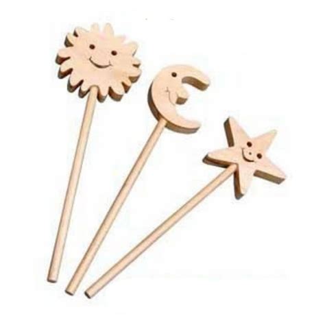 Wooden Wand Star Moon Sun - Magic in Your Hands