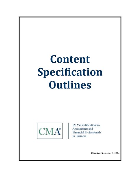 2024 CMA Content Specification Outlines for Exam Preparation - Studocu