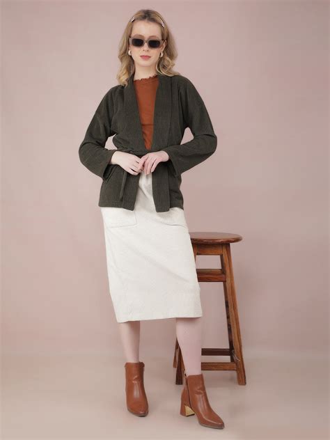 Olive Jacquard Shrug – Crimsoune Club
