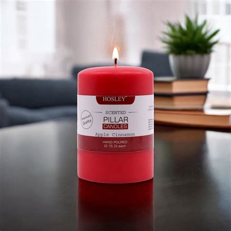 Buy HOSLEY Apple Cinnamon Scented Red Pillar Candle from Hosley at just ...