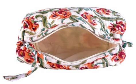 Bags - Quilted Cotton Hand Block Printed Toilet Bag / Vanity Pouch ...