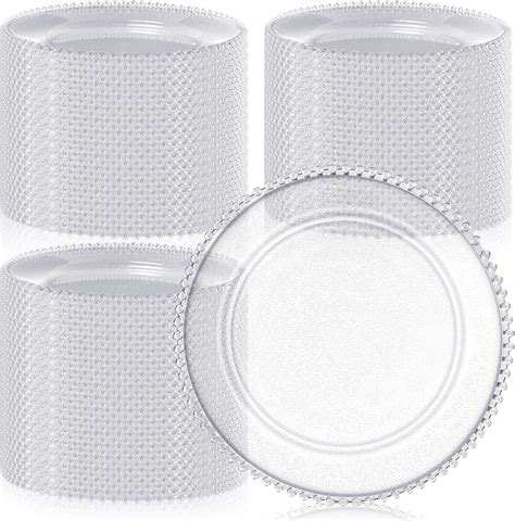 Amazon.com: Hoolerry 100 Pack Clear Charger Plates Bulk 13 Inch Acrylic Round Dinner Charger ...