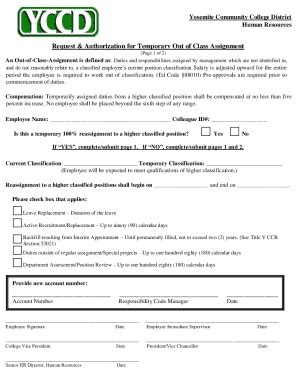 Fillable Online Yosemite Community College District - Human Resources ...