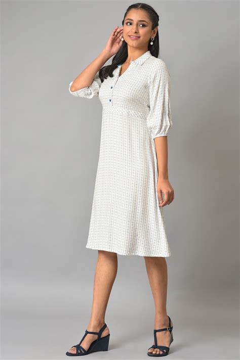 Buy White A-Line Shirt Collar Dress Online for Woman | Shop for Aurelia