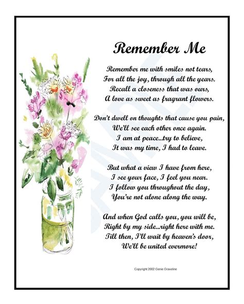 Remember Me Poem
