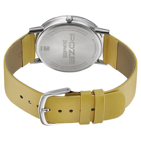 Sonata Poze Quartz Analog White Dial Leather Strap Watch for Men