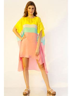 Buy Wendell Rodricks Multi-coloured Colour Blocked High-low Dress Online