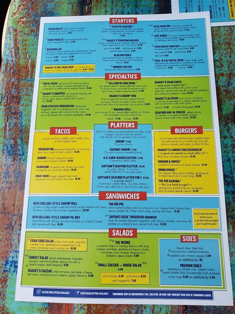 Menu at Shaggy's Biloxi Beach pub & bar, Biloxi, Beach Blvd
