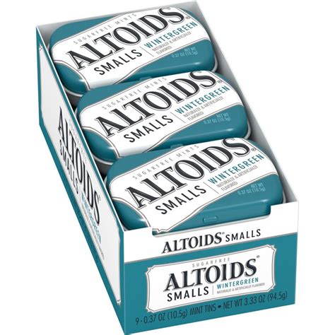 Altoids Smalls Sugar Free Wintergreen Mints, 0.37-Ounce Tins (Pack of 9 ...