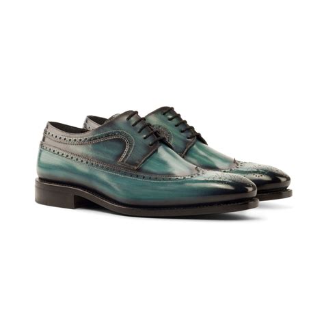 Buy Turquoise Patina Blucher Shoes - Elegant & Unique | Milanese Leather