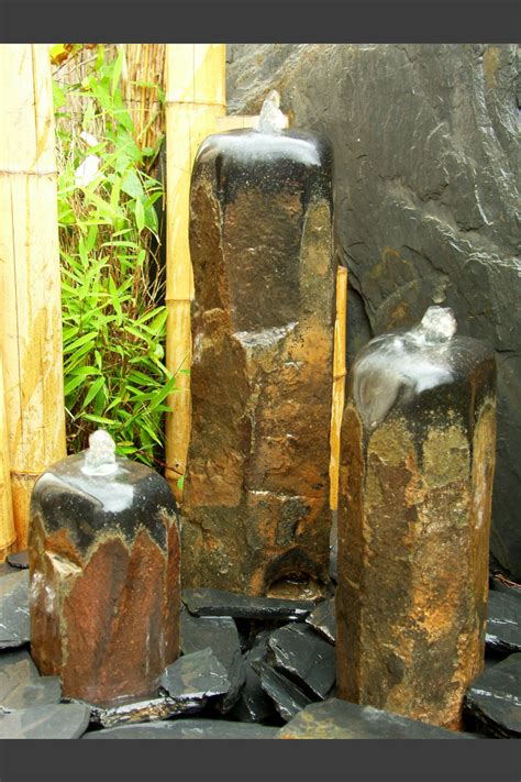 Basaltsäulen 3er Brunnenset poliert 50cm - Basalt - Komplettset ...