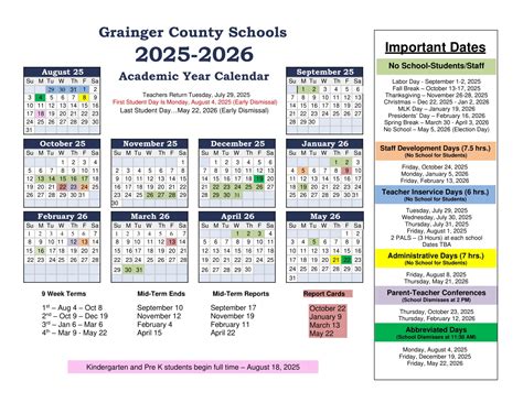 Grainger County Schools TN Calendar 25-26 Revised [PDF] - EduCounty