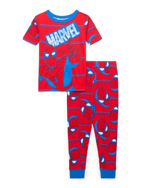 Spider-Man Boys Short Sleeve Top and Pants, 2-Piece Pajama Set, Sizes 4 ...