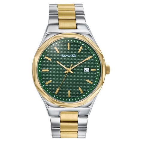 Buy Online Sonata Jashn Quartz Analog Green Dial Two Toned Metal Strap ...