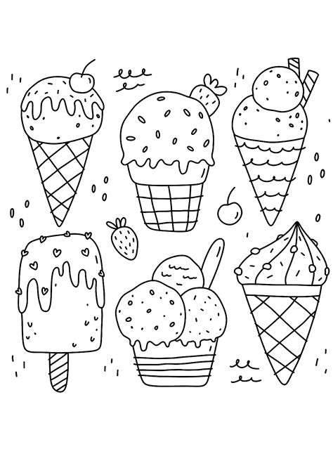 Rainbow Ice Cream Coloring Pages
