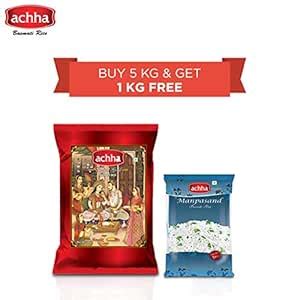 Achha Agro India Royal Gold Basmati Rice (5 Kg) with 1 Kg Manpasand ...