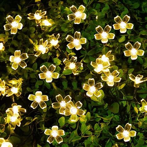 Epyz Solar Sakura Flower String Lights, 19.5ft 30 LED Blossom Flower ...
