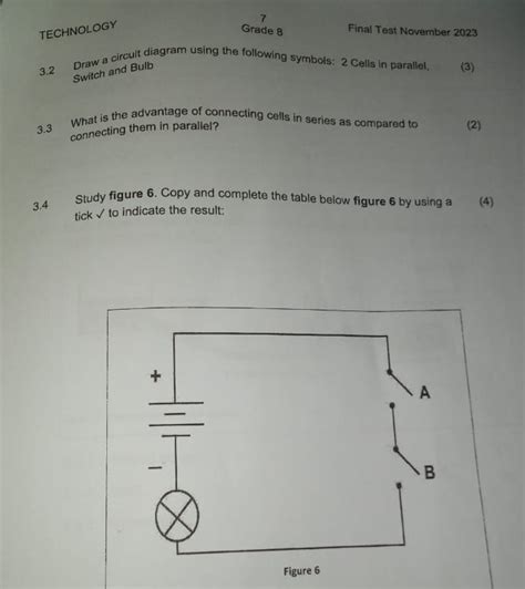 Solved: TECHNOLOGY Grade 8 Final Test November 2023 3.2 Draw a circult ...