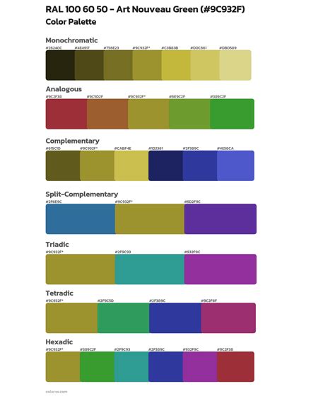 RAL 100 60 50 - Art Nouveau Green color palettes - colorxs.com