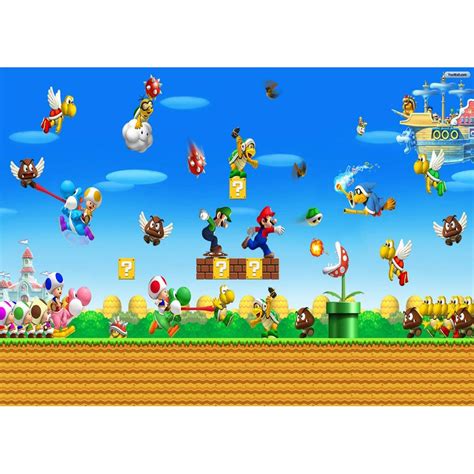 Buy 7x5ft Birthday Background Mario Themed Backdrops Vinyl Photo ...