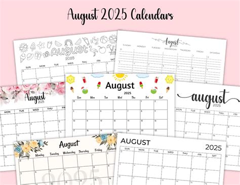 August 2025 Calendars | 40 Free Printable PDF