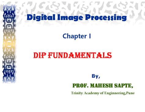 DIP 101: Chapter 1 - Fundamentals of Digital Image Processing - Studocu