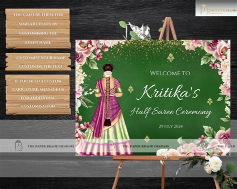 Buy Half Saree Ceremony Poster, Half Saree Function Sign, Puberty ...
