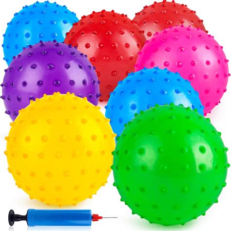 Amazon.com: LOVEINUSA 8PCS Bounce Balls, Knobby Balls with Pump 7inch ...