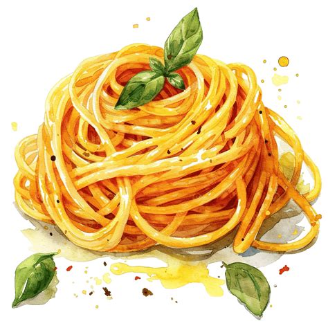 Watercolor Spaghetti Clip Art Element, Watercolor, Fast, Food PNG ...