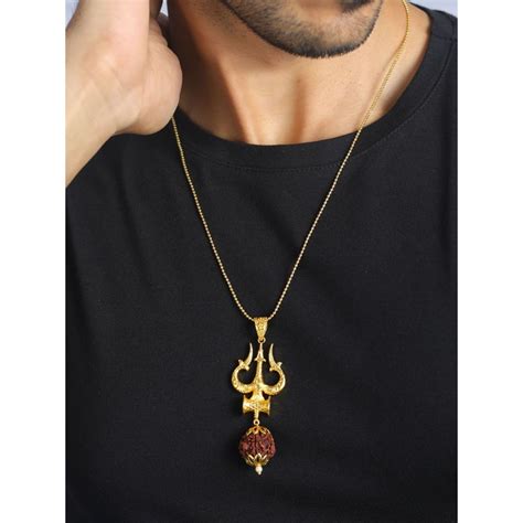 Priyaasi Trishul Rudraksha Gold Plated Necklace for Men - Price History