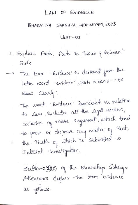 Evidence Law Notes: Understanding the Bharatiya Sakshya Adhiniyam, 2023 ...
