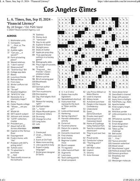 La Times Crossword Printable | Fanny Printable