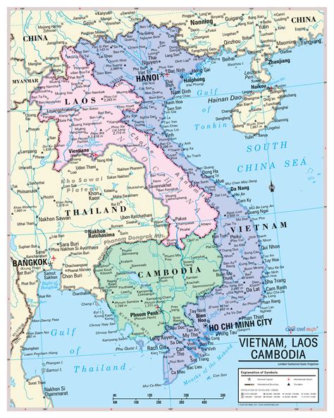 French-indochina Vietnam, Laos, Cambodia Wall Map Poster 24"wx30"h - Etsy
