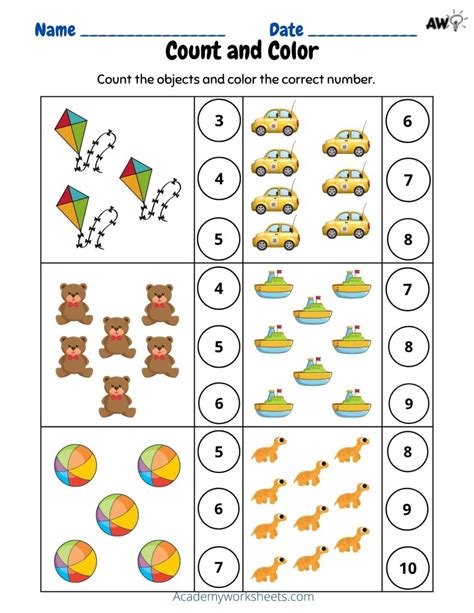 Count and Match Numbers 1-10 Worksheets - Academy Worksheets