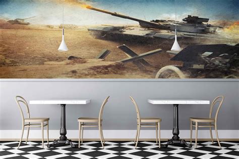 Avikalp MWZ2972 Military Tank Sandy Soil HD Wallpaper for Cafe Restaur ...