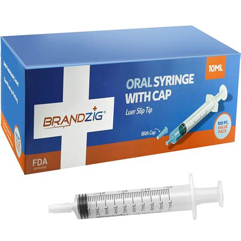 10ml Oral Syringe with Cap (100 Pack) | Oral Dispenser Without Needle ...