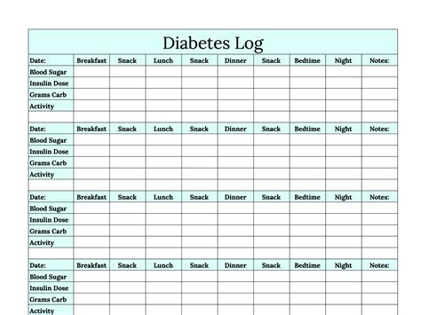 Diabetes Blood Glucose Log at Devon Matthes blog