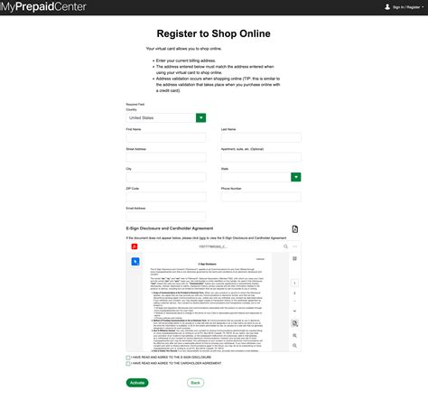 Activating Your Virtual Prepaid Card