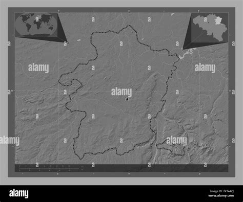 Limburg, province of Belgium. Bilevel elevation map with lakes and rivers. Corner auxiliary ... - elevation map of belgium