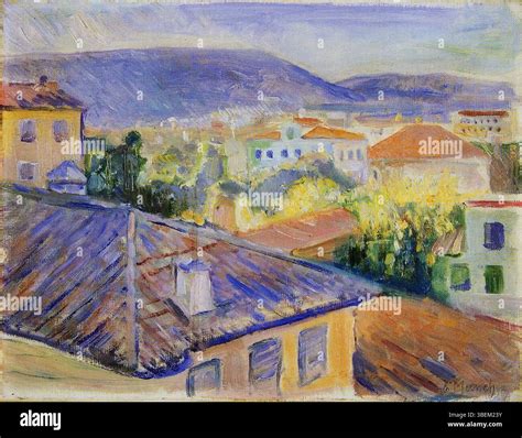 *Rooftops in Nice* (Date unknown) by Edvard Munch presents a view of ...