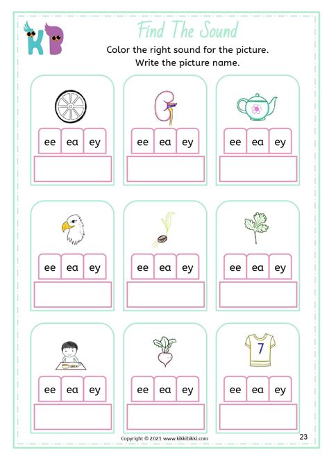 Spellings for ee-ea-ey words | Free Phonics Printable Worksheets