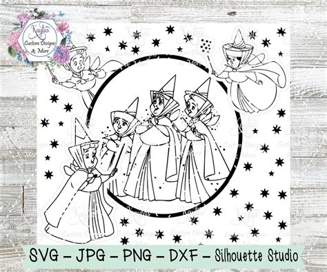 Sleeping Beauty Fairies Burst Tumbler Template Digital Download