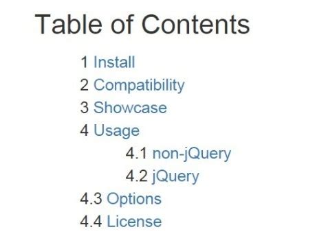 Image result for JavaScript Table of Content with Style
