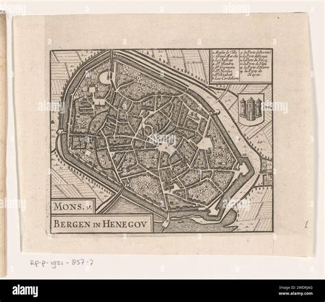 Map of Mons, Anonymous, c. 1652 - c. 1662 print Amsterdam paper etching maps of cities Bergen ...