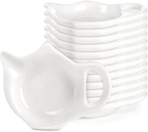 Amazon.com: Elsjoy Set of 12 Teapot Shaped Tea Bag Holder, Ceramic Tea ...