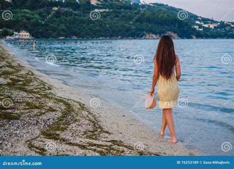 Girl Walking on the Beach Alone Stock Image - Image of alone, hair ...