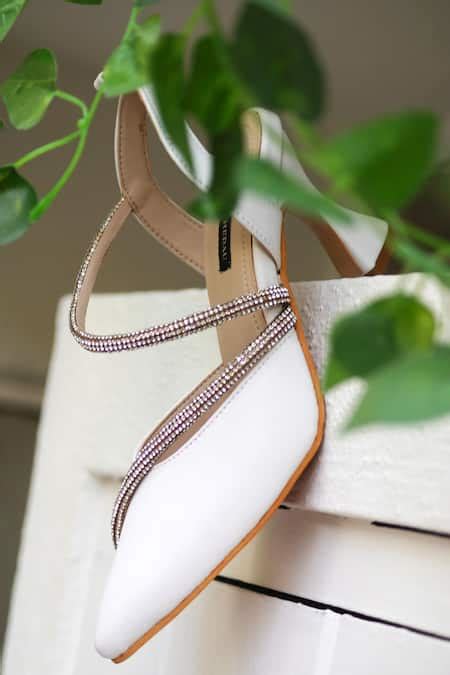 Buy White Stone Maeve Embellished Heels by Shradha Hedau Footwear ...